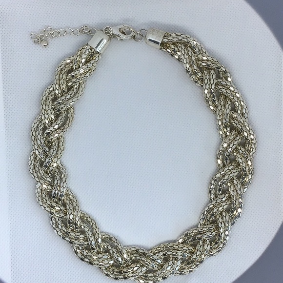 Fancy Silver Plate, Large Braided Necklace - Picture 3 of 7